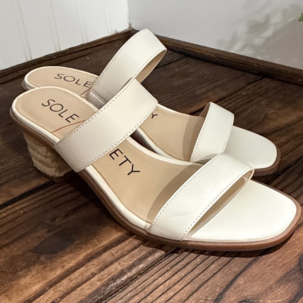 NWT Sole Society Women's Lunespa White Jute Heeled Sandals